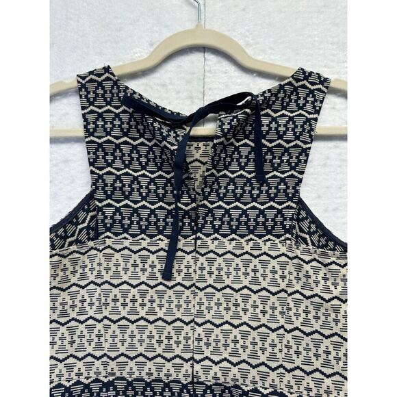 Loft 100%‎ Cotton Herring Bone Color Block Black Cream Dress Size 2 - Picture 8 of 9